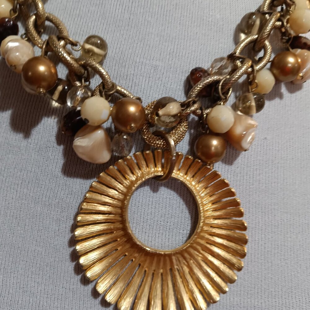 Rosa Flores Gold & Bronze Beaded Necklace